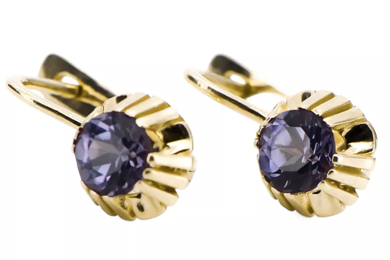  Alexandrit 14k žlté zlato Vintage vec027y